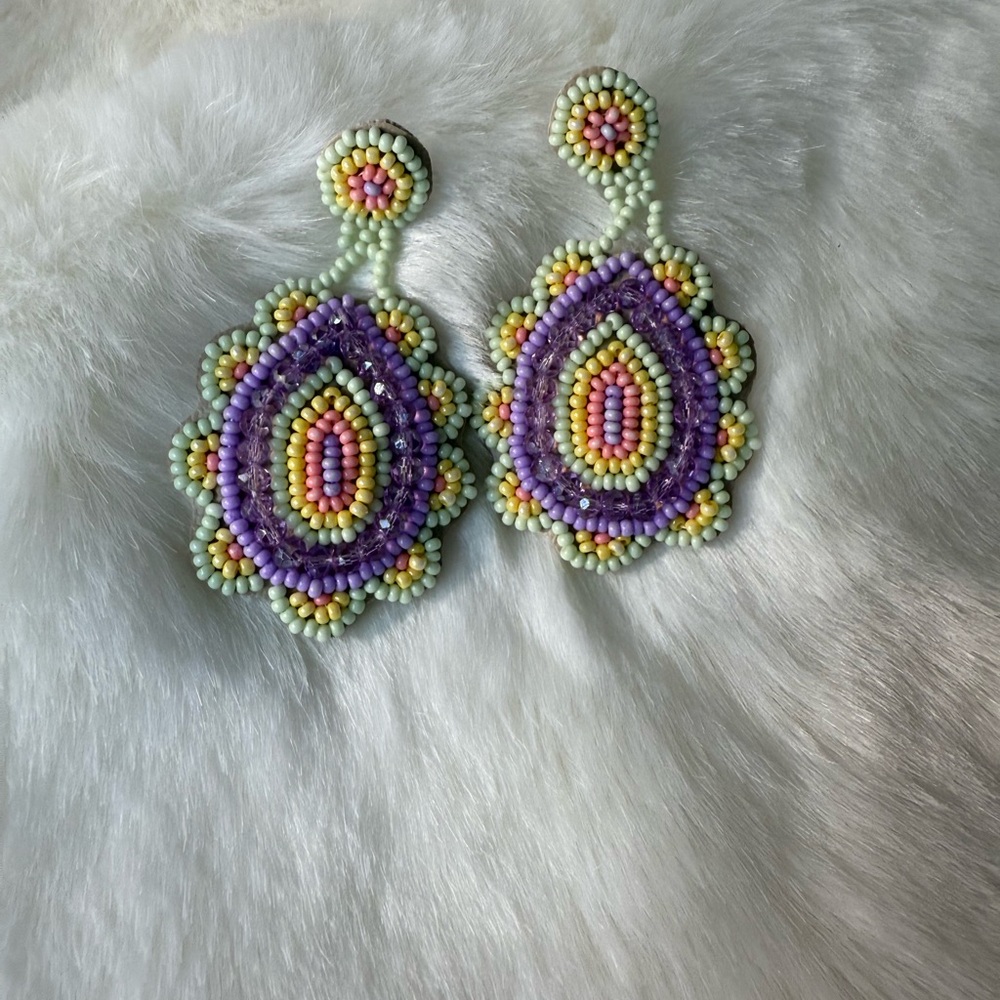 Colorful Mexican Beaded Drop Earrings
